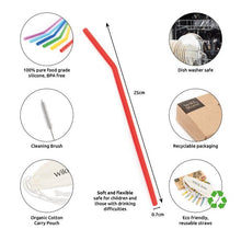 Load image into Gallery viewer, Silicone Drinking Straws - Reusable, BPA Free & Vegan - 6 Pack