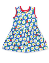 Load image into Gallery viewer, Blue Daisy Print Summer Dress