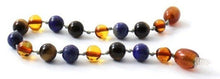 Load image into Gallery viewer, Polished Amber Cognac Bracelet With Tiger Eye and Lapis Lazuli
