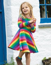 Load image into Gallery viewer, Sofia Skater Dress - Foxglove Rainbow Stripe
