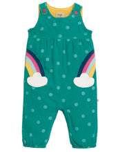 Load image into Gallery viewer, Willow Cord Dungarees -Topaz Blue Polka/Rainbow
