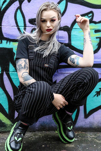 Black & White Pin Stripe Stretch Twill Dungarees