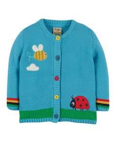 Cuddly Knitted Cardigan - Mid Blue/Bee