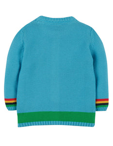 Cuddly Knitted Cardigan - Mid Blue/Bee
