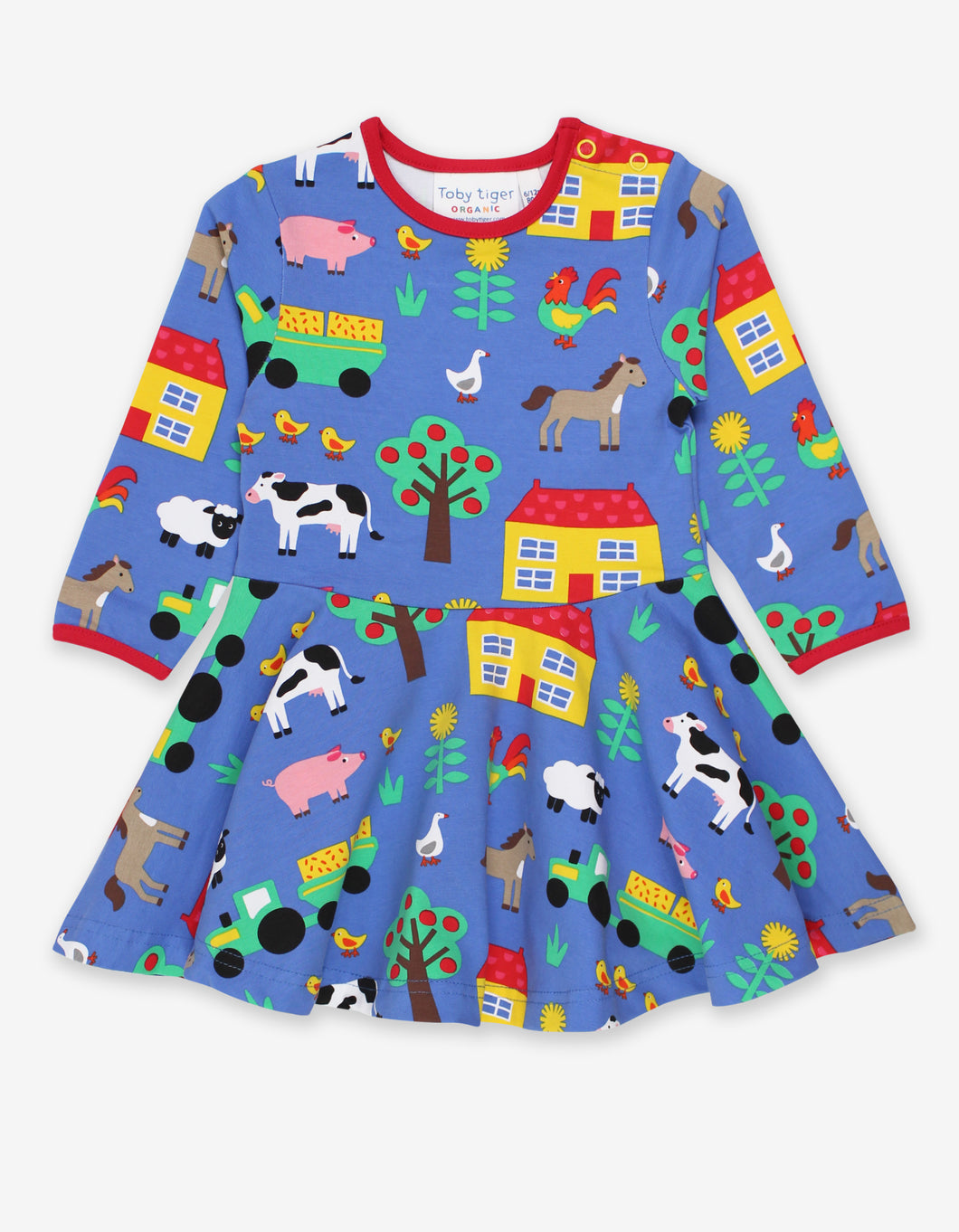 Farm Print LS Skater Dress