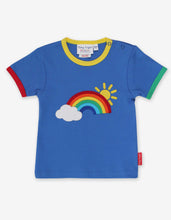 Load image into Gallery viewer, Rainbow Sun Cloud Applique T-Shirt
