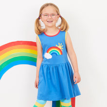 Load image into Gallery viewer, Rainbow Sun Cloud Applique Summer Dress
