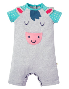 Smiley Summer Romper- Grey Marl/Pony