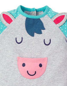 Smiley Summer Romper- Grey Marl/Pony