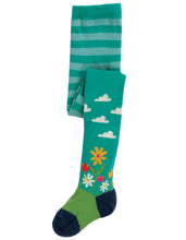 Load image into Gallery viewer, Little Norah Tights - Bright Aqua/Flower Garden
