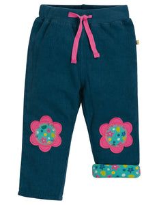 Little Cord Patch Trousers - Space Blue/Flower