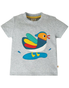 Little Creature Applique Top - Grey Marl/Duck