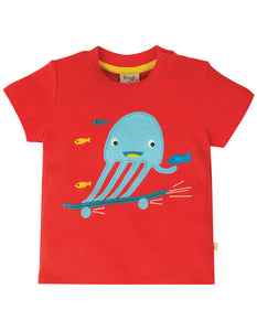 Little Creature Applique Top - Koi Red/Jellyfish