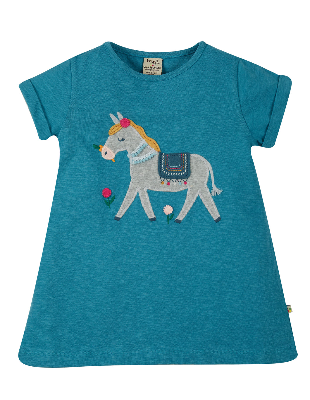 Ariella Applique Top - Sea Blue/Donkey