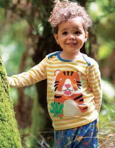 Bobby Applique Top - Bumble Bee Stripe/Tiger