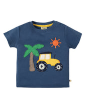 Load image into Gallery viewer, Little Creature Applique Top - Marine Blue/Tractor
