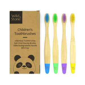Kid’s Bamboo Toothbrush - 4 Pack - Multi-Colour