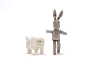 Knitted Grey Bunny Rattle